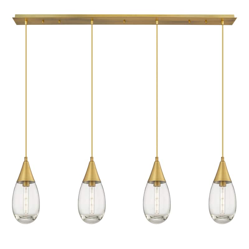 Innovations Lighting Malone - 4 Light 6" Cord Hung Linear Pendant. - Clear/Brushed Brass