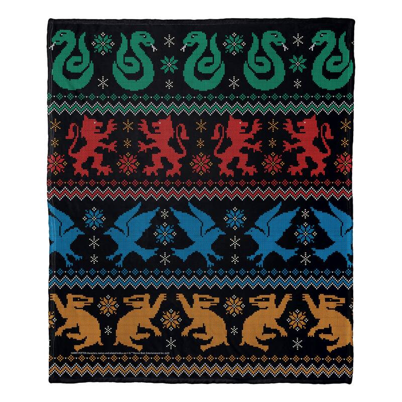 Warner Brothers Harry Potter Houses Sweater Silk Touch Throw Blanket