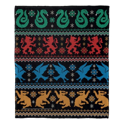 Warner Brothers Harry Potter Houses Sweater Silk Touch Throw Blanket