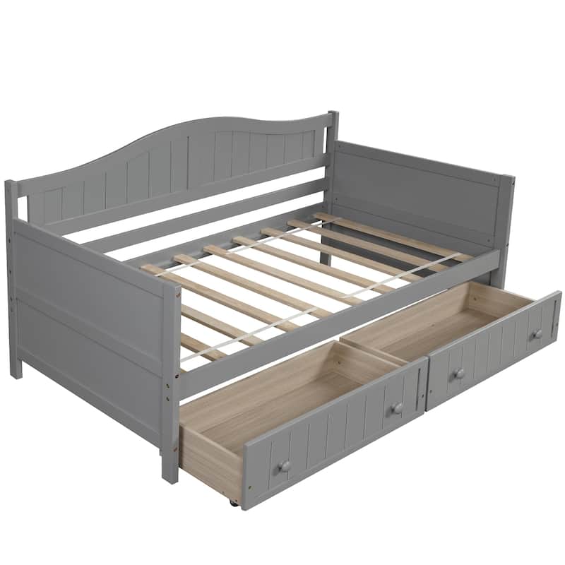 Solid Pinewood Daybed with Storage Drawers for Bedroom or Living Room