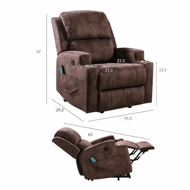 Massage Recliner Chair with Heat and Vibration Manual Sofa