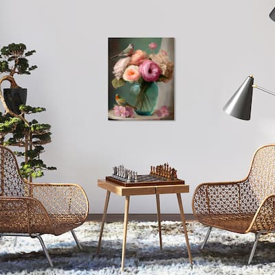 Wynwood Studio Canvas Floral and Botanical Spring Happiness Vase Pink and Traditional Wall Art Canvas Print - Pink, Green
