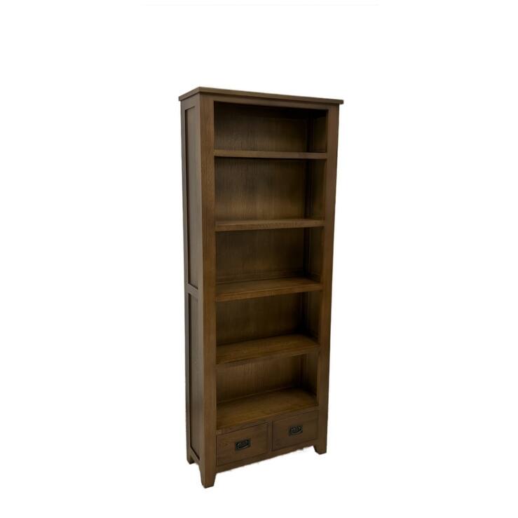 Mission Quarter Sawn Oak Open Shelf Bookcase - Walnut