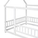 preview thumbnail 45 of 71, Floor Wooden Bed with House Roof and Fence Guardrails for Kids' Bedroom