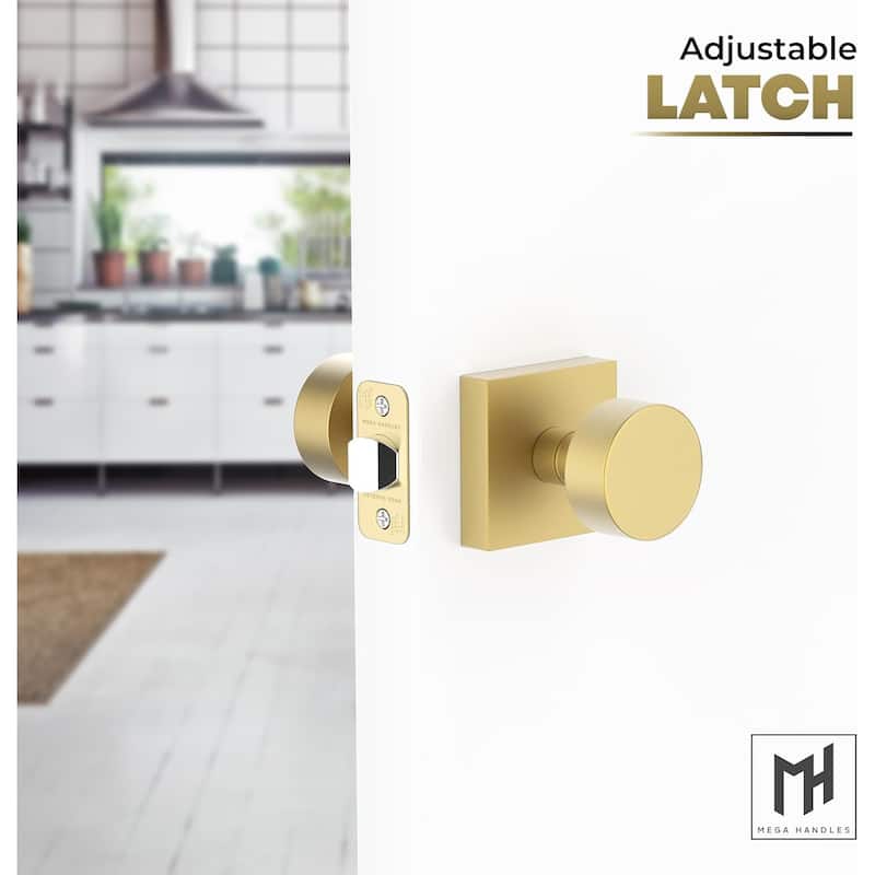Mega Handles SUANA Modern Square Passage Door Knob for Hallway, Closet, Bathroom | Keyless Reversible Interior Door Handle
