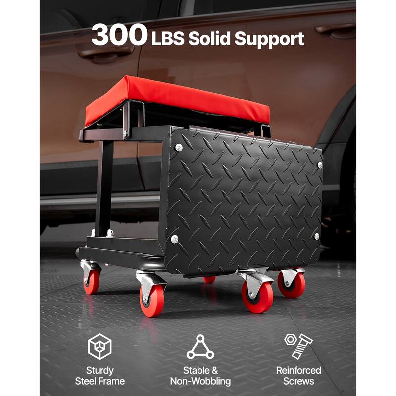 Anmytek Mechanic Stool Rolling Work Seat 300 Lbs Step Stool Garage Tool Stool