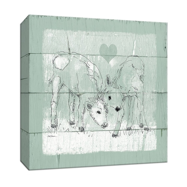 PTM Images 9-147490 PTM Canvas Collection 12" x 12" - "Friendly Calves II" Giclee Farm Animals Art Print on Canvas