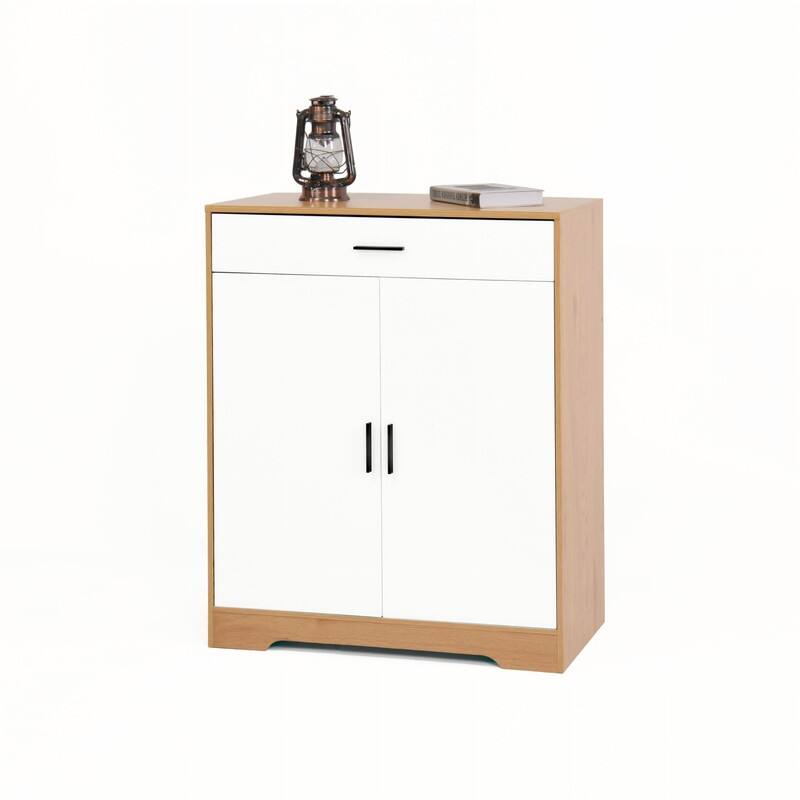Modern 4-Tier Shoe Cabinet with Drawer & Adjustable Shelves, White Wooden Entryway Storage Organizer