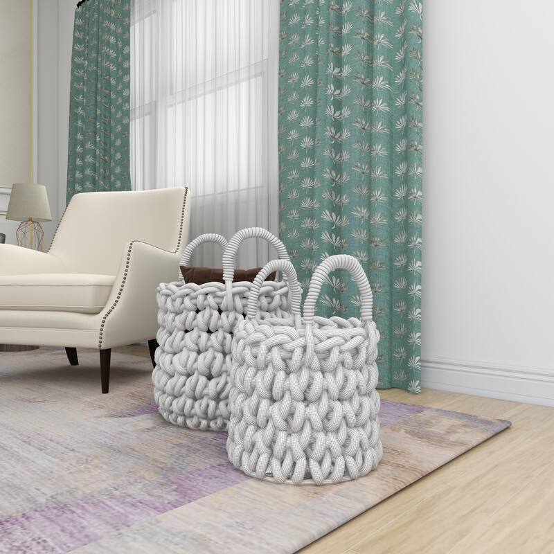 CosmoLiving by Cosmopolitan Grey Fabric Coastal Storage Basket (Set of 2) - S/2 16", 11"H