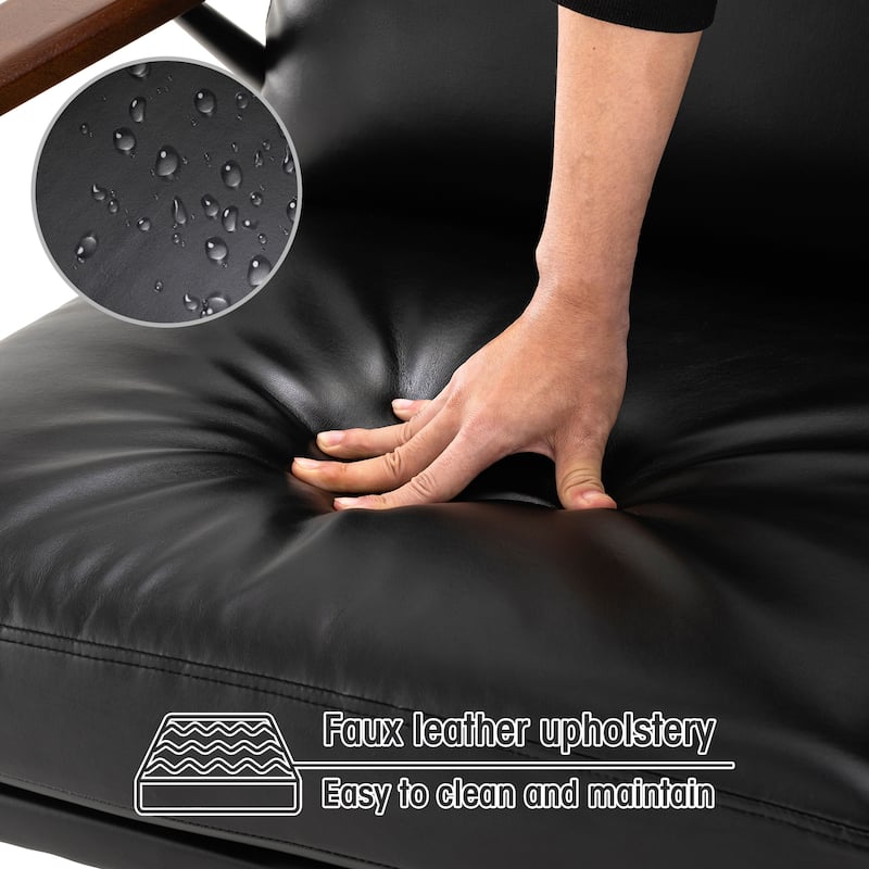 Glitzhome Leatherette Accent Armchair With Metal Frame
