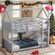 preview thumbnail 1 of 50, Low Height House Bunk Bed with Headboards,Guardrails,Ladder,Twin Over Twin Kids Bed Grey