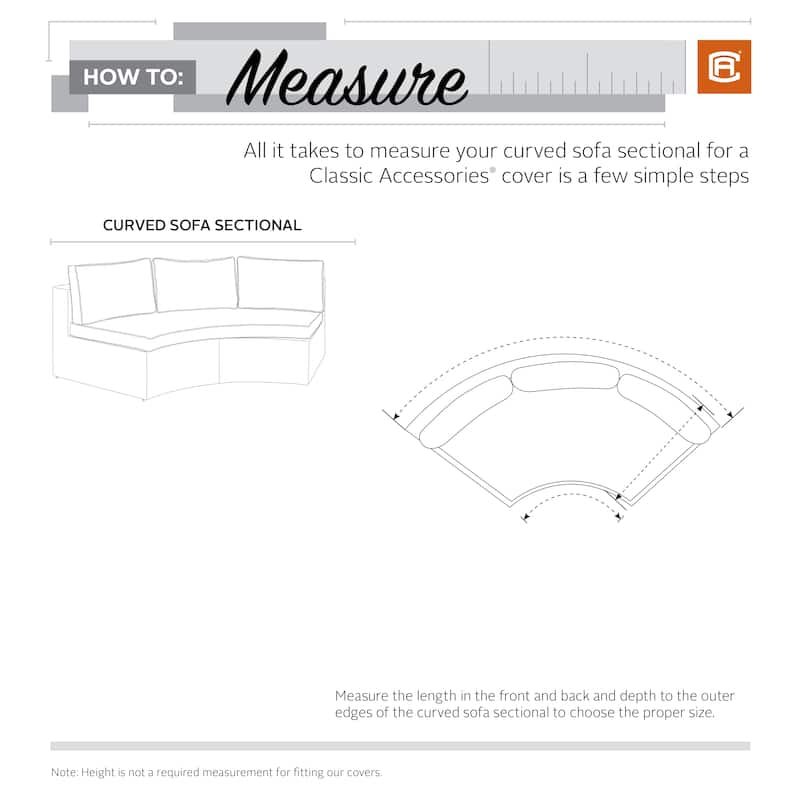 Classic Accessories Veranda Water-Resistant 46 Inch Patio Curved Sofa Sectional Cover