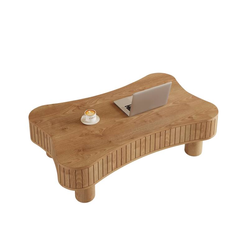 Lift Top Coffee Table 42" - Fluted Panel Hidden Storage, Silent Hydraulic Lift, Curved Safety Corners,5 Min Assembly