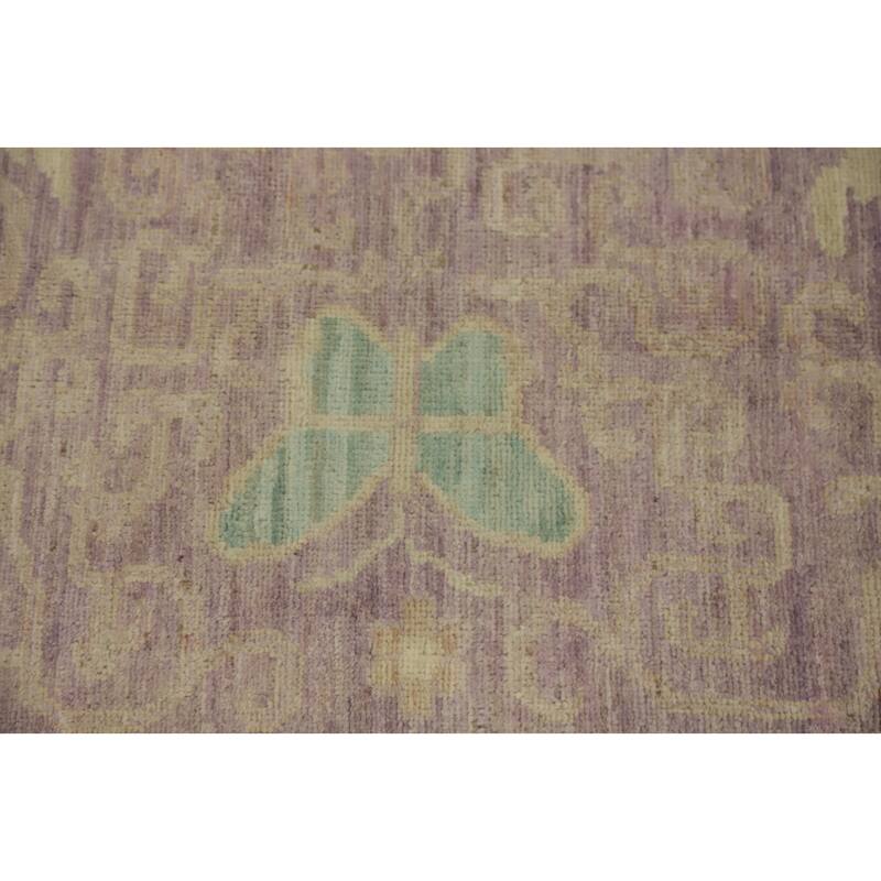 Hand Knotted Traditional Wool Purple Floral Area Rug - 9' 11'' X 9' 10''