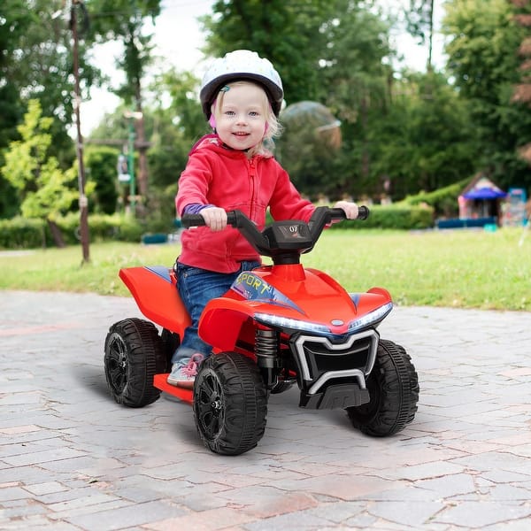 slide 2 of 27, Qaba Kids ATV Quad, 6V Ride On Toy with Rechargeable Battery, Light, Forward & Reverse, 4 Wheeler Battery Powered for Boys Girls Red