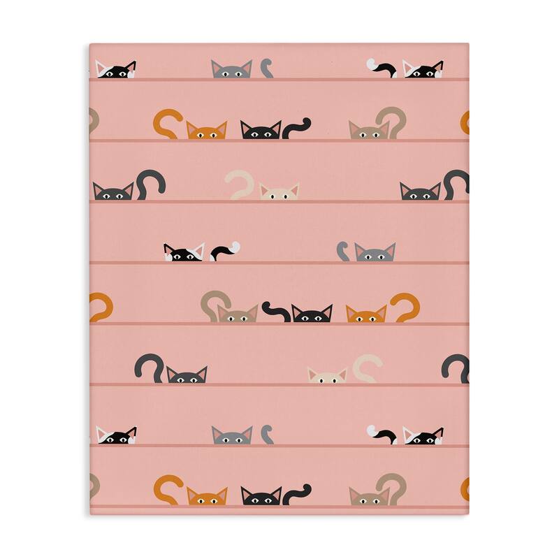 Stupell Peeking Cats on Pink Canvas Wall Art Design By Sazerelli Designs - 30 x 40