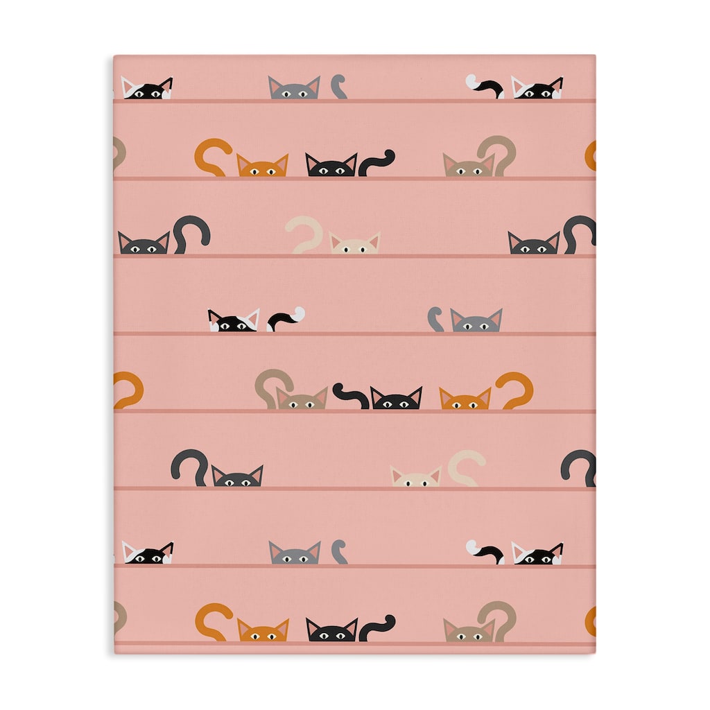 Stupell Peeking Cats on Pink Canvas Wall Art Design By Sazerelli Designs