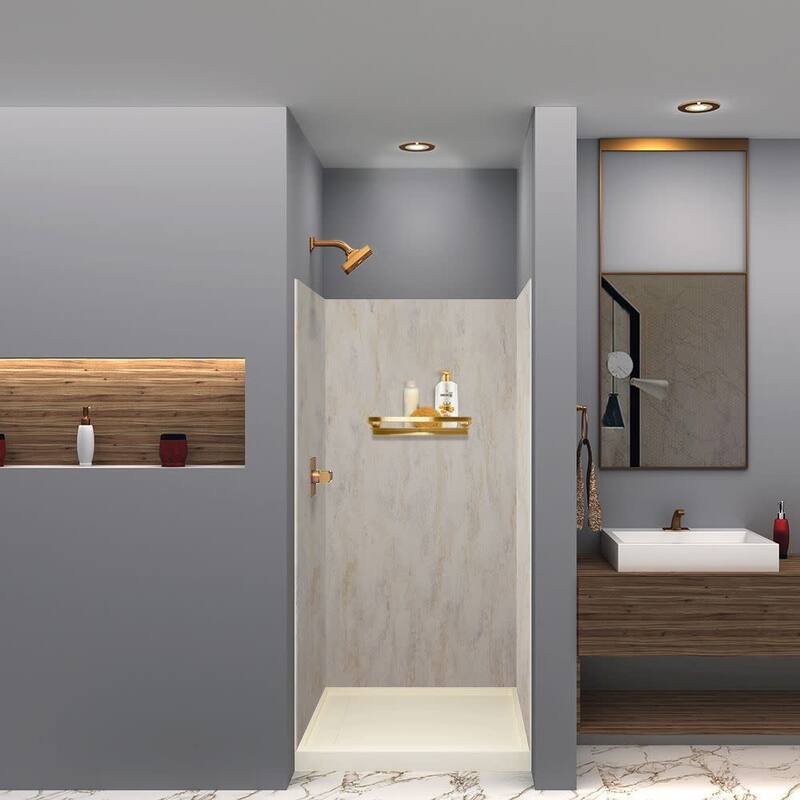 Transolid LWK363672 Lusso 72" H x 36" W x 36" D Three Wall Alcove - Creme Carmel