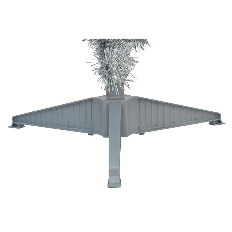 Puleo International 4.5 ft. Pre-lit Silver Tinsel Tree