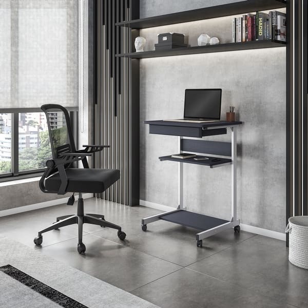 slide 2 of 5, Techni Mobili Rolling Laptop Cart with Storage, Graphite Graphite
