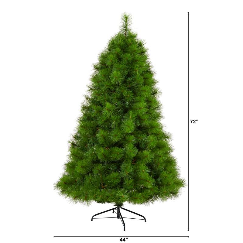 6Ft Artificial Christmas Tree with Lights - Holiday Decor Pine Tree for Home Office - Green Festive Tree - 72