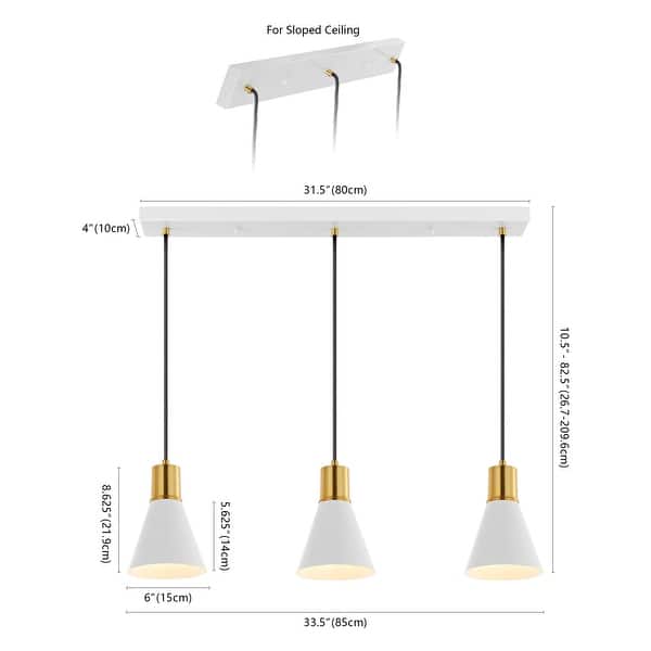 dimension image slide 3 of 11, JONATHAN Y Watts Mid-Century Modern Iron LED Pendant