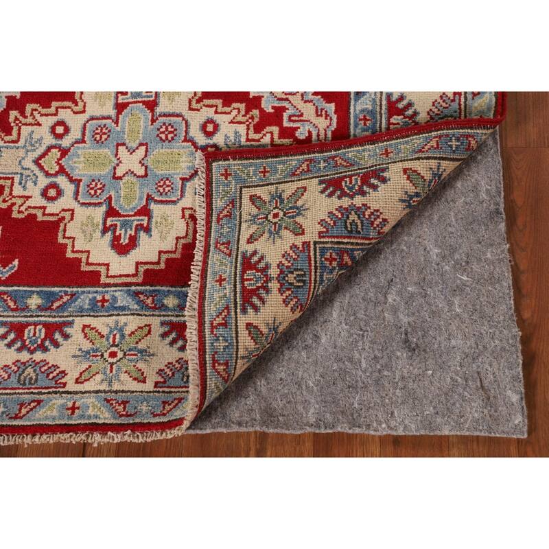 Traditional Red Kazak Rug Hand-Knotted Oriental Wool Carpet - 3'5"x 5'0"
