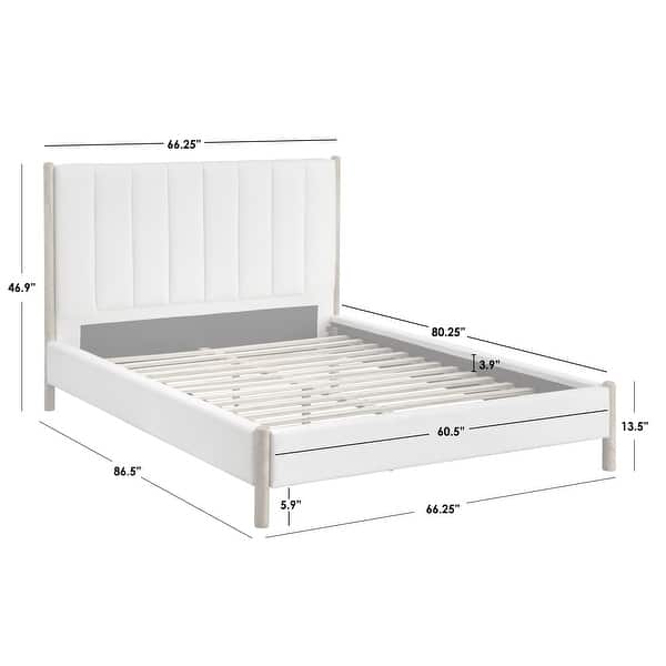 Lifestorey Allerton Upholstered Platform Queen Bed with Solid Wood Legs