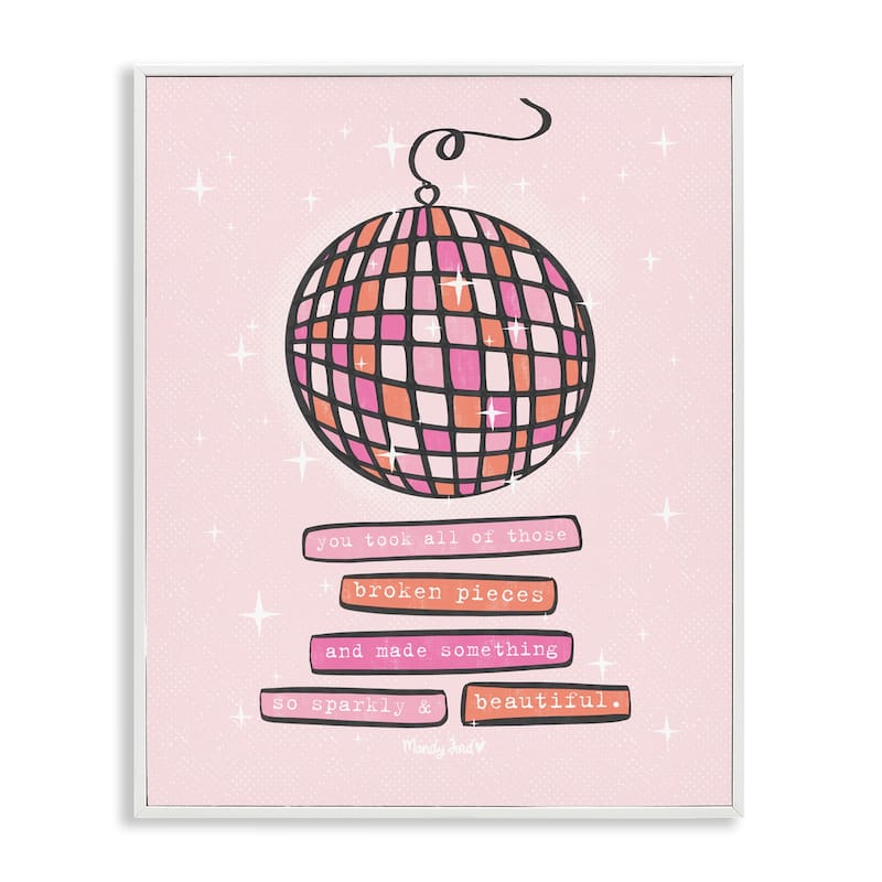 Stupell Sparkly & Beautiful Inspirational Framed Giclee Art Design By Mandy Ford Art + Illustration - 11 x 14 - White