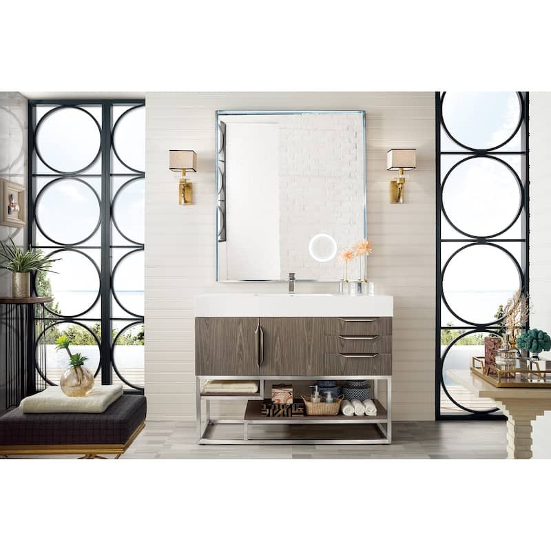 James Martin Vanities Columbia 48" Single Vanity, Ash Gray with Brushed Nickel Hardware