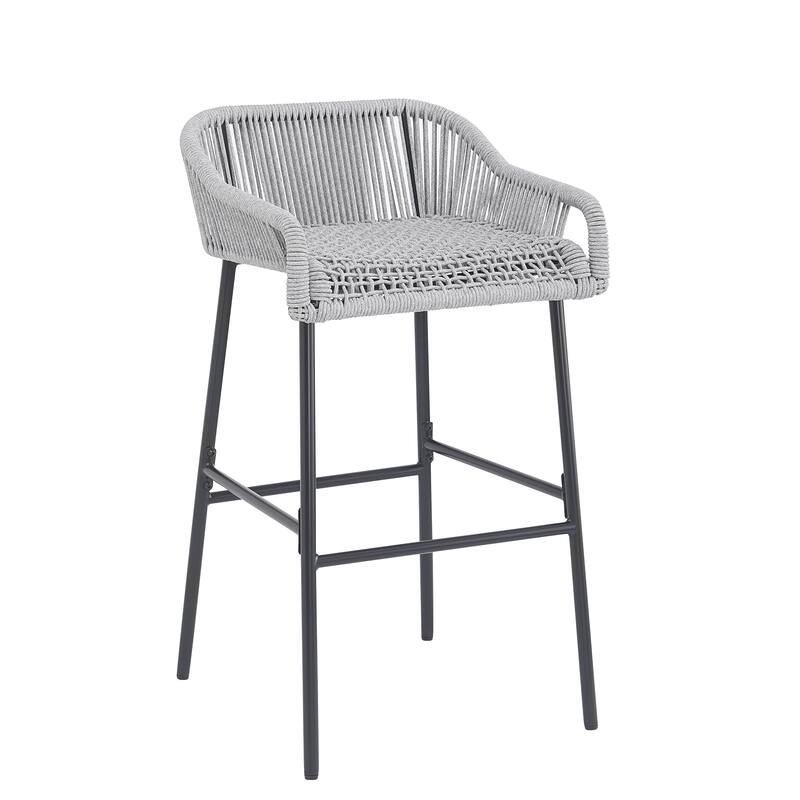 Neri Iron Outdoor Patio Rope Weave Barstools (Set of 2) by Christopher Knight Home
