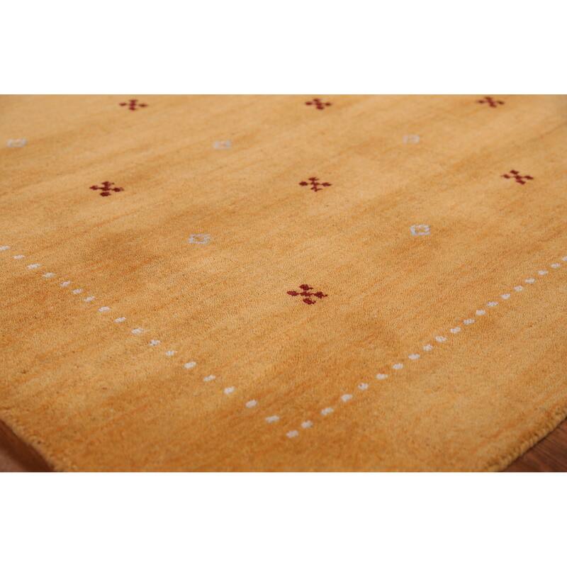 Hand Knotted Oriental 100% Wool Carpet Tribal Tribal Yellow & Gold Gabbeh Area Rug - 6' 4'' X 4' 7''