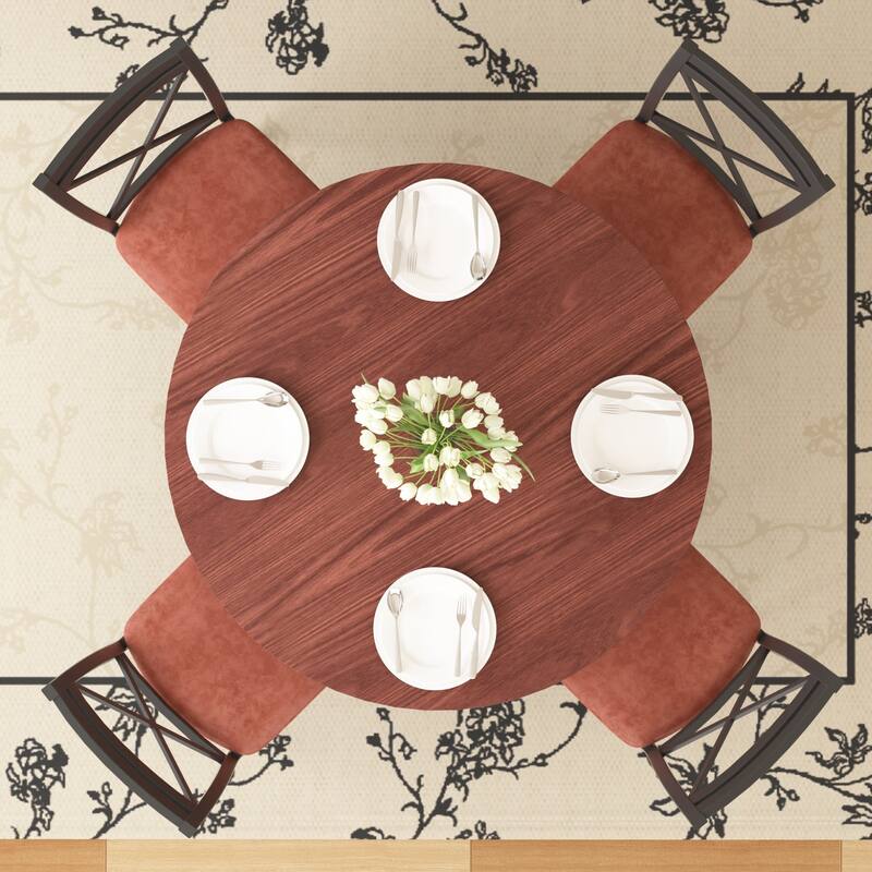 VECELO Round Dining Table and Chairs Sets, 4 Colors Dining Table Set