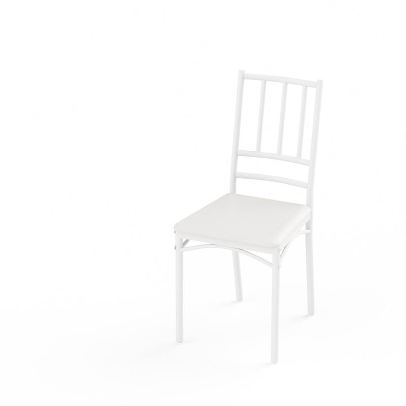 5-Piece Dining Set, 43.3" Rectangle Wood Table with 4 Steel Chairs