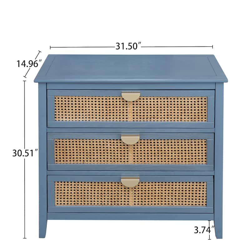 3 Drawer Cabinet Natural rattan living room and study