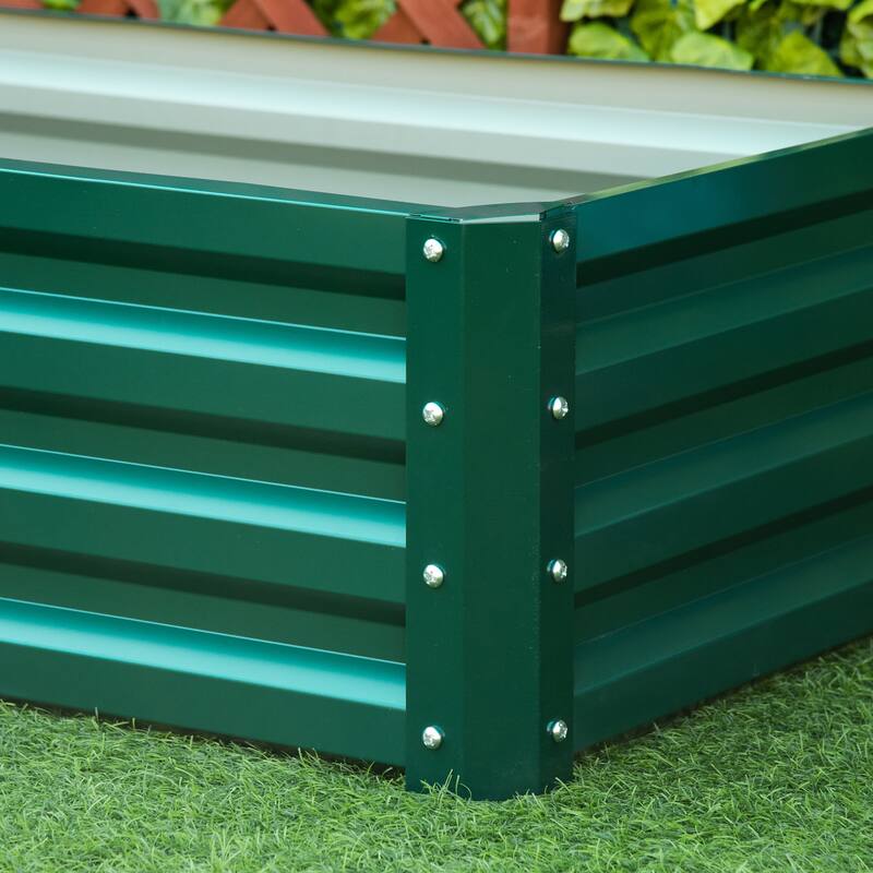 Outsunny 4' x 2' x 1' Raised Garden Bed Box with Weatherized Steel Frame for Vegetables, Flowers, & Herbs, Green