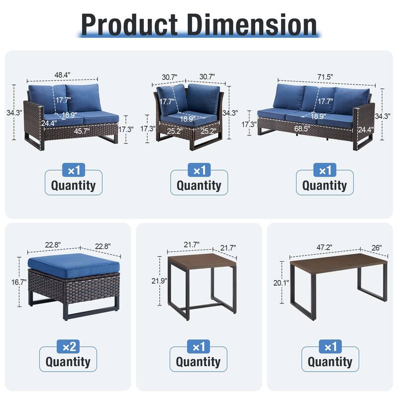 Gymojoy 5-Piece Outdoor Wicker Furniture Set, L-Shaped Sectional Sofa Set