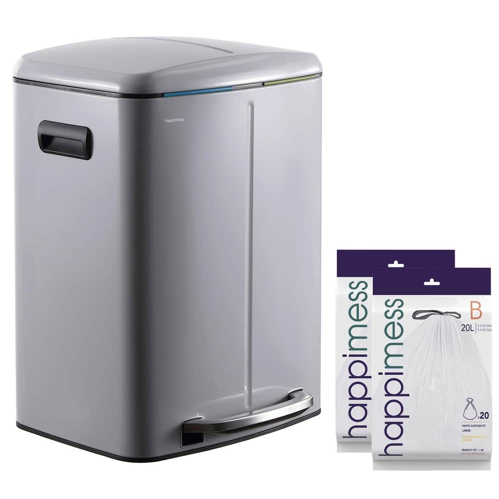 happimess 10.6-Gallon Double Bucket Trash Can with Soft Close Lid