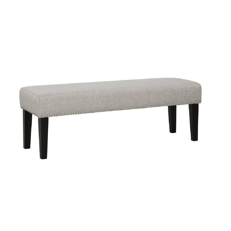 Grafton Home Miley Upholstered Accent Bench w/ Nailhead Trim - London Toast Tan/Espresso Legs