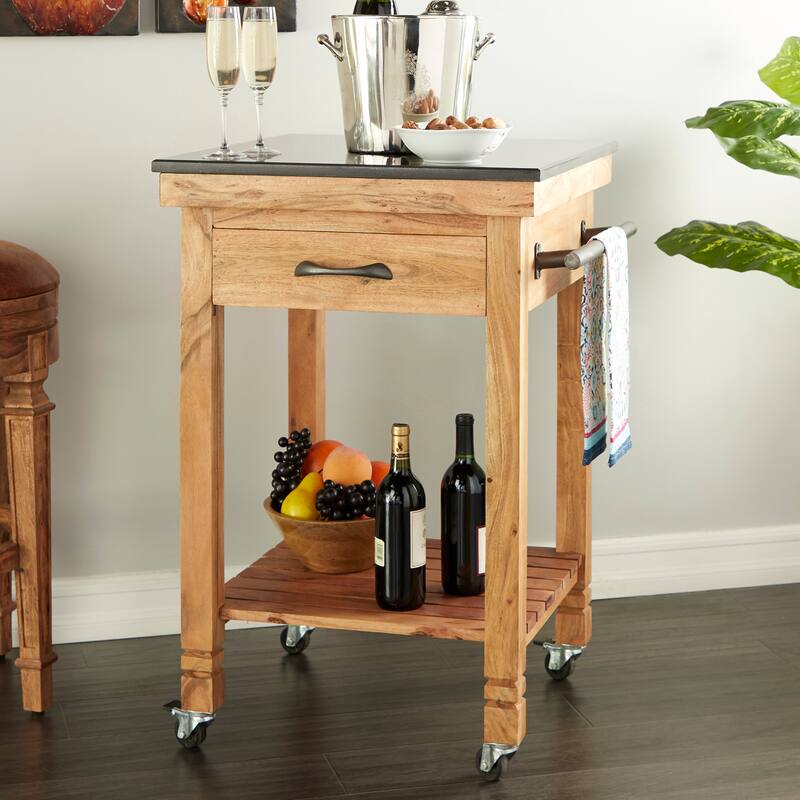 Brown Wood Coastal Kitchen Cart 35 x 25 x 23 - 25 x 23 x 35