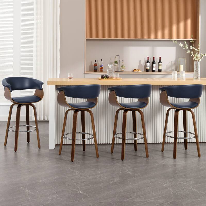 Modern Swivel Bar Stools Upholstered Counter Height Stools, Set of 2