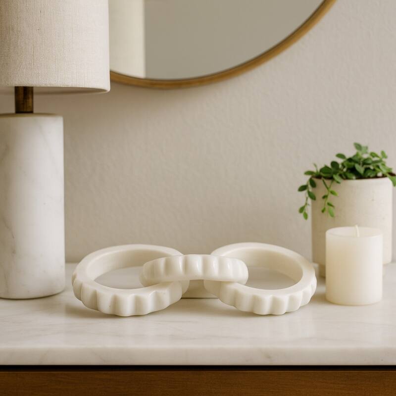 Carved Marble Chain Decorative Objects Home Decor - 8" White - 8.0"