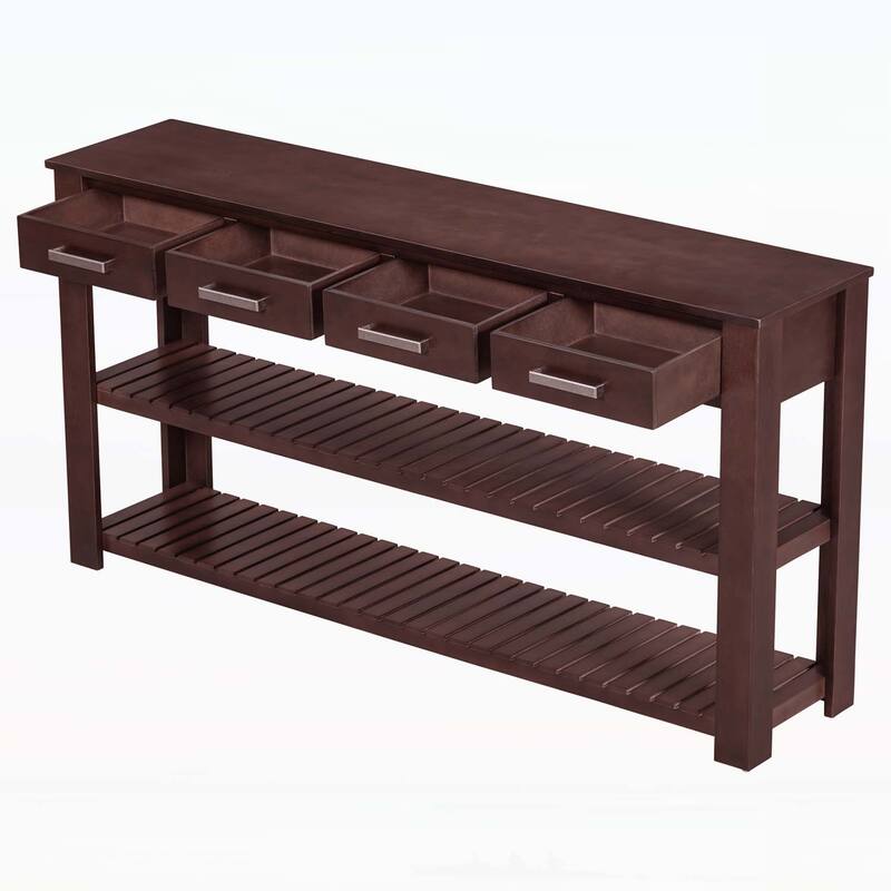 Stylish Entryway Console Table with Four Drawers and Two Shelves