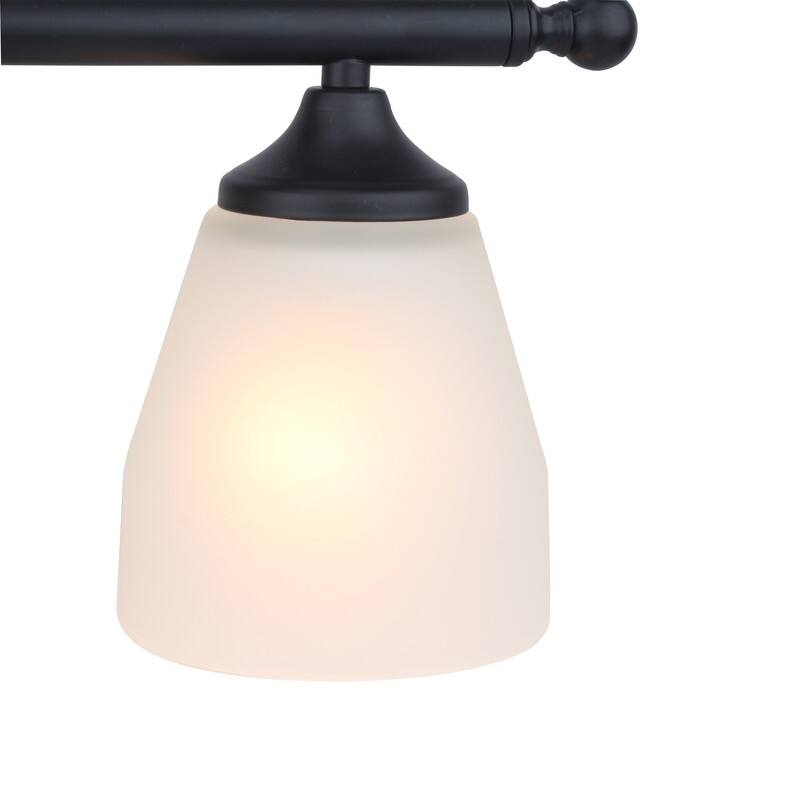 Jordan 2-Light Vanity Light in Matte Black Finish with Frosted White Glass Shades - 14.62 x 8.75 x 5.75