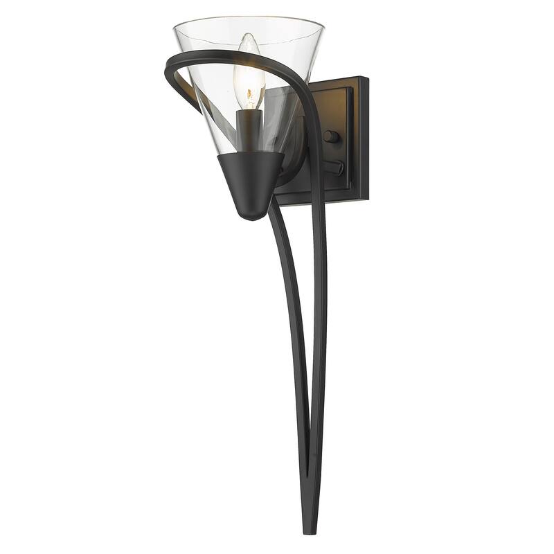 Olympia 1 Light Wall Sconce - Matte Black with Clear Glass - Matte Black with Clear Glass