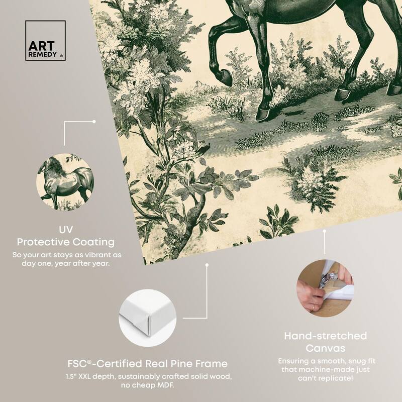 Equestrian Etching Canvas by Art Remedy, Gallery Wrapped