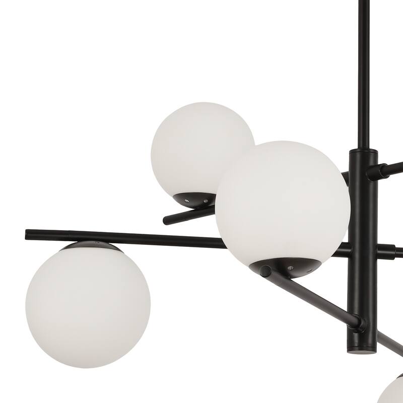 Modern 6-Light Large Bubble Sputnik Chandelier with Frosted Glass