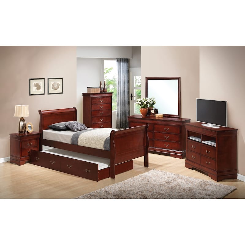Wooden Twin Platform Bed with Trundle - 87" - Brown