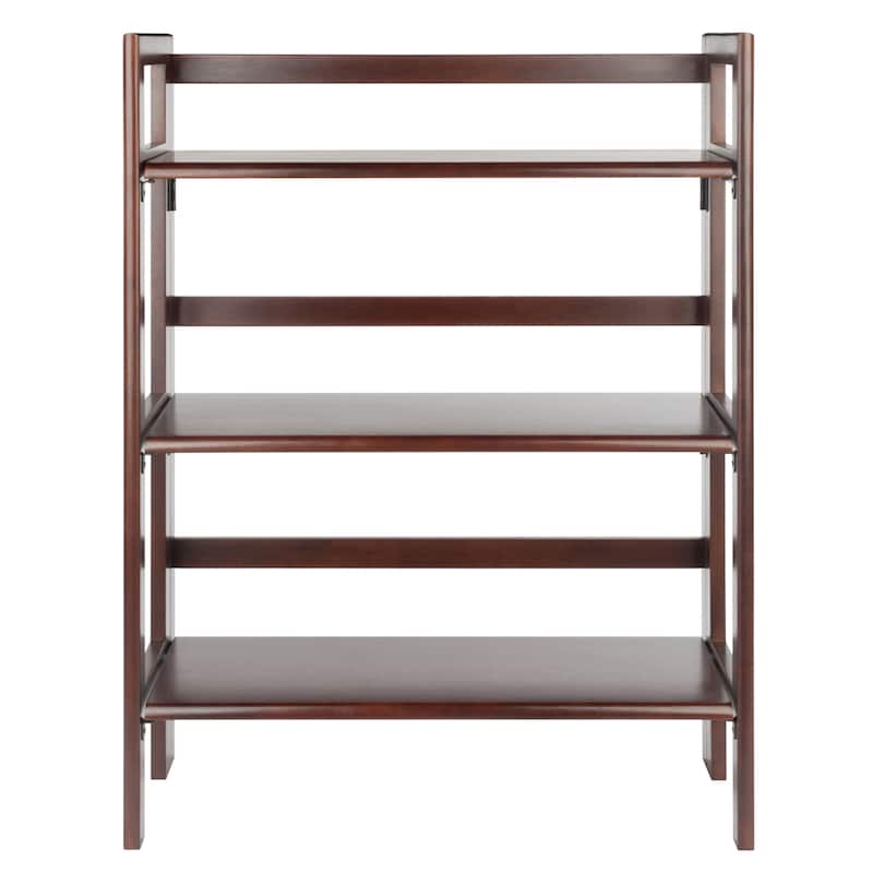 Terry Stackable 3-Tier Foldable Shelf, Walnut - 27.8 x 11.5 x 38.54 inches