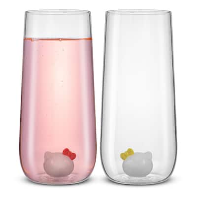 Hello Kitty® and Mimmy 3D Icon Tall Drinking Glasses 14 oz - Set of 2